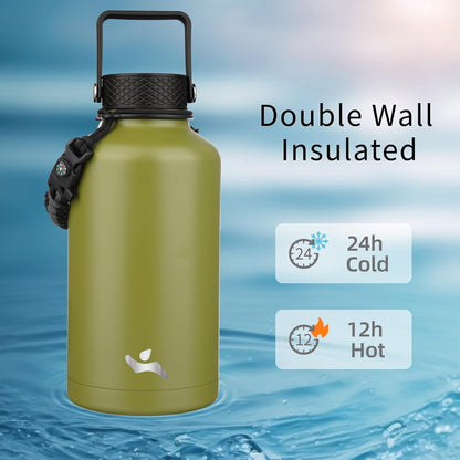 Konokyo 22oz Stainless Steel Bottles with 3 Lids Sport Insulated Water Bottle,Mint