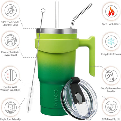 BJPKPK Tumbler With Handle And Straw Lid 40 oz Stainless Steel Insulated Coffee Tumbler Cups For Home, Office or Car,Turquoise