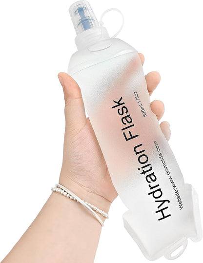 GYGYL Soft Flask, TPU Collapsible Soft Water Bottle for Hydration Pack, Running Vest, Leak-Proof Folding Water Bottle for Hiking Cycling Climbing Jogging-250ml Grey