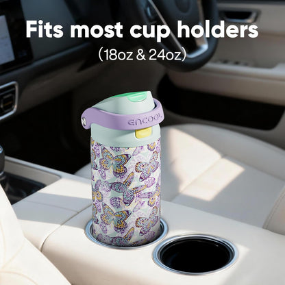 ENCOOL Leakproof Insulated Water Bottle with Straw Dual-Sip Water Bottle Bag-Safe Design for Work, Commute & Gym – Keeps Drinks Cold All Day, 24 oz, Lemonade Pink - Colors A