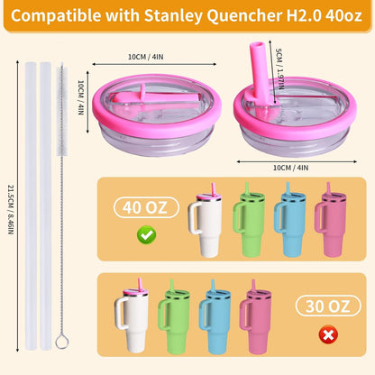 2 Pack 30 oz Flip Straw Leak Proof Lid for Stanley Quencher H2.0, Spill Proof Tumbler Lid Replacement, BPA Free Reusable No Spill Straw Lid for Stanley Accessories