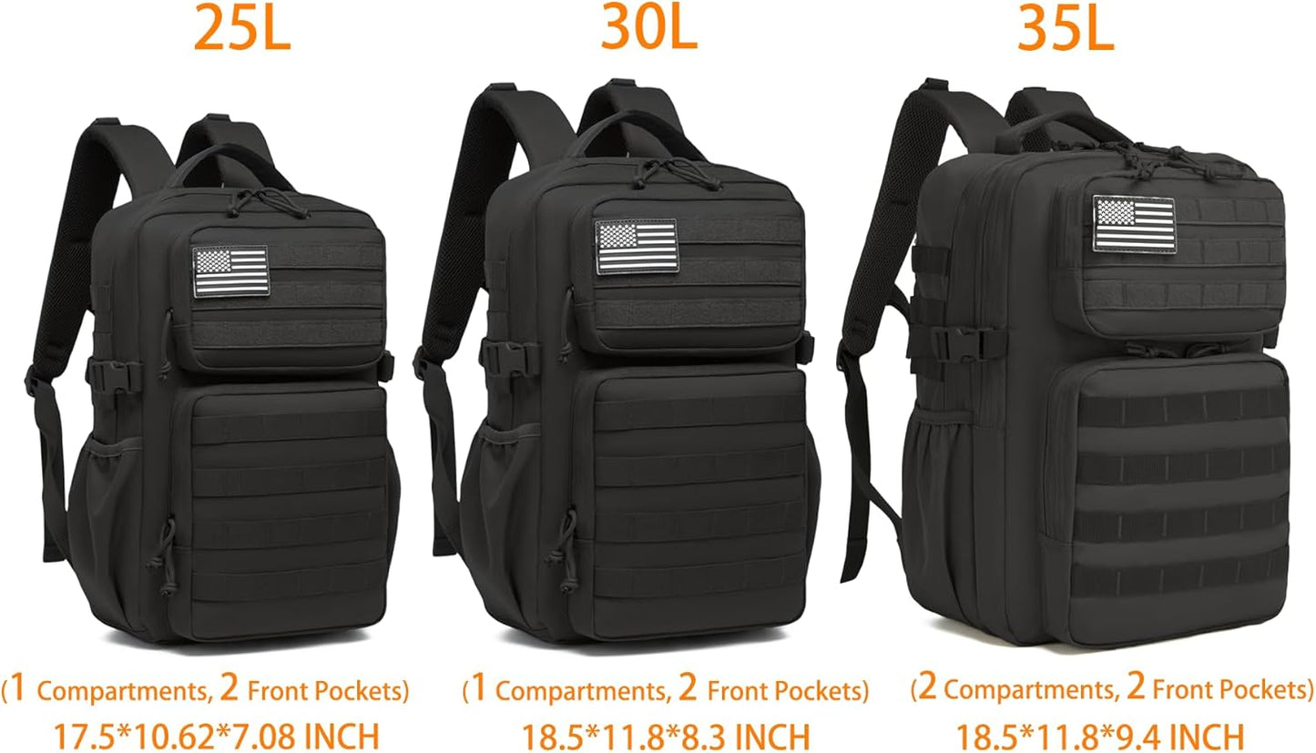 Wotony Military Tactical Backpack for Men Waterproof Daypack 3 Day Assault Pack Molle Bag with Water Bottle Holder