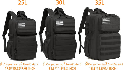 Wotony Military Tactical Backpack for Men Waterproof Daypack 3 Day Assault Pack Molle Bag with Water Bottle Holder