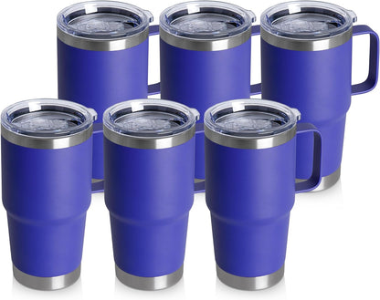 HASLE OUTFITTERS 20oz Tumbler with Handle & Lid, Insulated Stainless Steel Travel Mug, Leakproof Cup for Coffee, BPA-Free Double-Wall Vacuum Tumblers for Hot/Cold Drinks, Commuter, Gym, Office, Blue