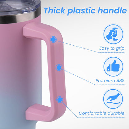 DOMICARE 40 oz Tumbler with Handle and Straw, Stainless Steel Tumbler with Lid and Straw, Reusable Vacuum Insulated Cup, Travel Coffee Mug, Blue, 1Pack