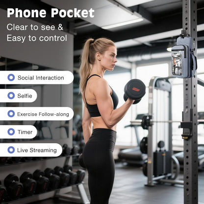 MoKo Magnetic Gym Bag, Magnetic Water Bottle Holder with Clear Phone Pouch, Built-in 4 Magnets Fitness Bag for Men and Women Compatible with Most Water Bottles, Gym Accessories Gifts, Black