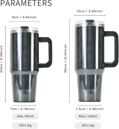 40 oz Tumbler with Handle,Tumbler with Lid and Straw,Double Wall Insulated Cup Stainless Steel Travel Mug(Cold for 34 Hours),Water Bottle for Iced Tea,Coffee,Cold Beverages(Purple)