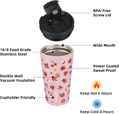 BJPKPK 22oz Insulated Tumbler With lid And Straw Stainless Steel Tumblers Travel Coffee Mug Reusable Thermal Cup,Sky