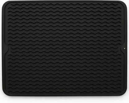 Silicone Drying Mat 16 × 12 – Gray Non-Slip Sink Mat for Kitchen Counter, Heat-Resistant Food-Grade Dish Pad, Easy-Clean Multipurpose Drawer Liner (Gray, 16'' x 12'')