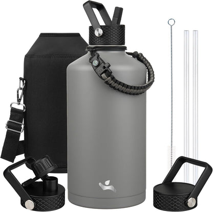 Konokyo 22oz Stainless Steel Bottles with 3 Lids Sport Insulated Water Bottle,Mint