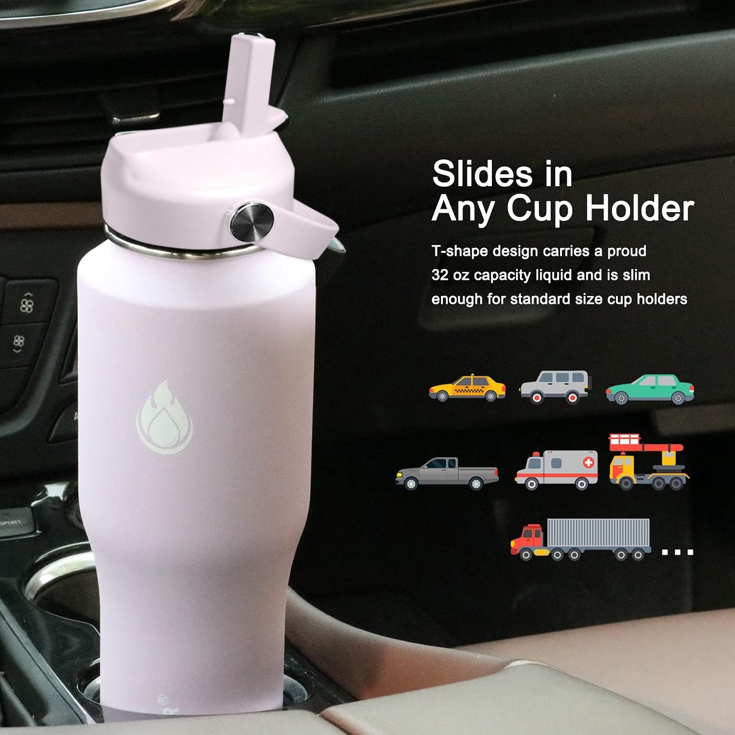 SENDESTAR 40oz Water Bottle Wide Mouth Stainless Steel Vacuum Insulated Double Wall with Straw Lids Fit in Any Car Cup Holder