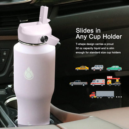 SENDESTAR 40oz Water Bottle Wide Mouth Stainless Steel Vacuum Insulated Double Wall with Straw Lids Fit in Any Car Cup Holder