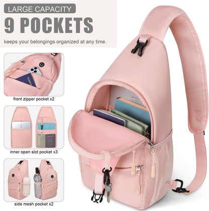 Pritent Crossbody Bags for Women Men Trendy Sling Bag Backpack Casual Chest Bag with Convertible Shoulder Strap