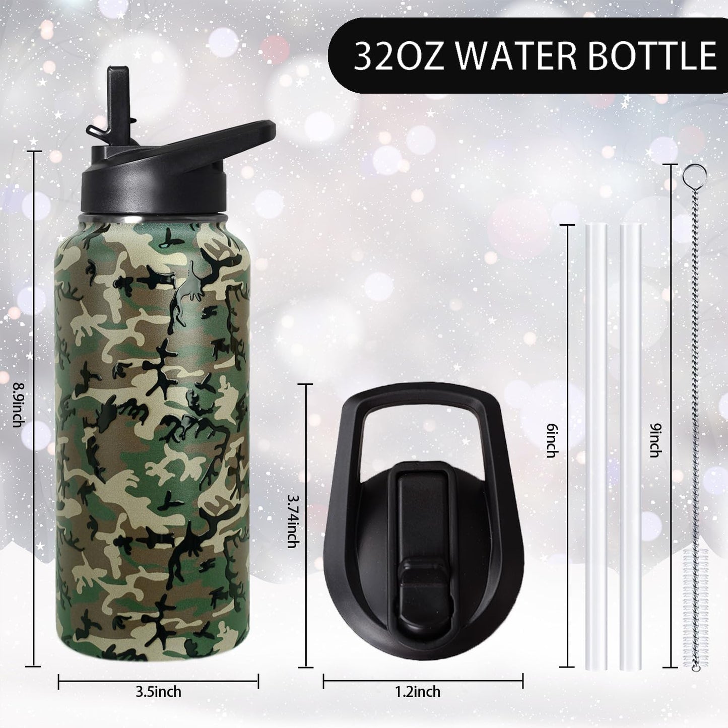 32 oz Pickleball Insulated Water Bottle with Straw - Pickleball Gym Hiking Sports Coffee Mug | Perfect Pickleball Gifts for Women, Pickleball Decor Accessories