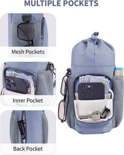 sportsnew Large Water Bottle Bag for 32/40/64oz Cup & Tumbler,Crossbody Insulated Cup Sleeve Bottle Holder Carrier with Strap