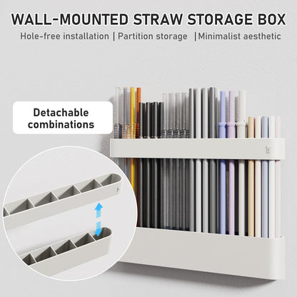 ABLY Straw Holder, reusable straw storage rack, suitable for kitchen walls, counters, cabinet doors, refrigerator doors, etc (Dark blue)