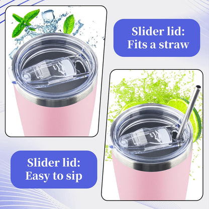 20oz Tumbler with Lid and Straw Double Wall Powder Coated Vacuum Insulated Coffee Tumbler Stainless Steel Insulated Travel Coffee Mug Spill-Proof Thermal Cup for Hot and Cold Beverage,Black
