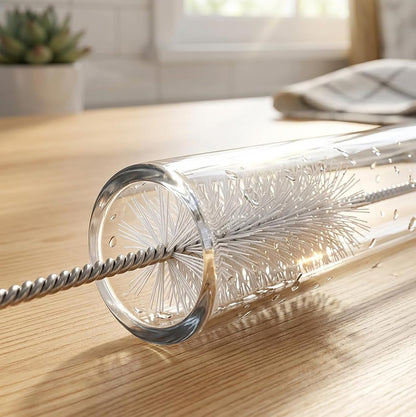 12 Inch Extra Long Straw Brush Cleaner (10 Pack), Flexible Nylon Tube Cleaning Brushes with 0.4 Inch Bristle Head, Rust-Proof Stainless Steel Wire for Reusable Tumbler Straws, Pet Fountains & Pipes
