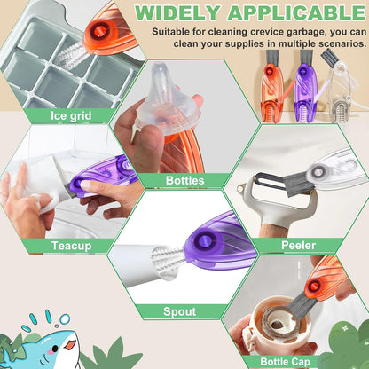 3 in 1 Cup Lid Cleaning Brush, Portable Water Bottle Brush, Multifunctional Bottle Cleaner Brush Set for Tight Spaces, Bottle Gaps, Tumblers, Travel Mug Caps(3 PCS)