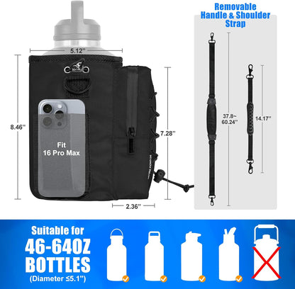 NATURE PIONEOR Magnetic Gym Bag for Men and Women - Magnet Water Bottle Holder Sling Carrier with Crossbody Shoulder Strap,Gym Accessories Pouch,Phone Pockets for Sports,Walking,Travel,Workout