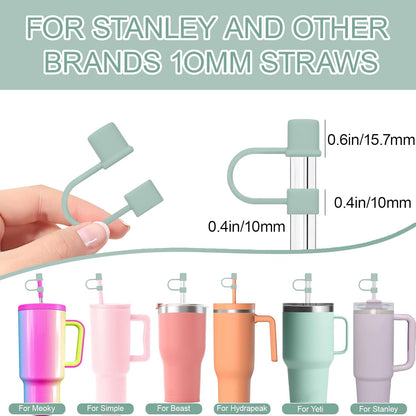 7Pcs Straw Cover Cap for Stanley Cup,Simple 10mm(0.4inch) Silicone Straw Toppers for Stanley 40&30oz Tumbler Accessories-Multicolor