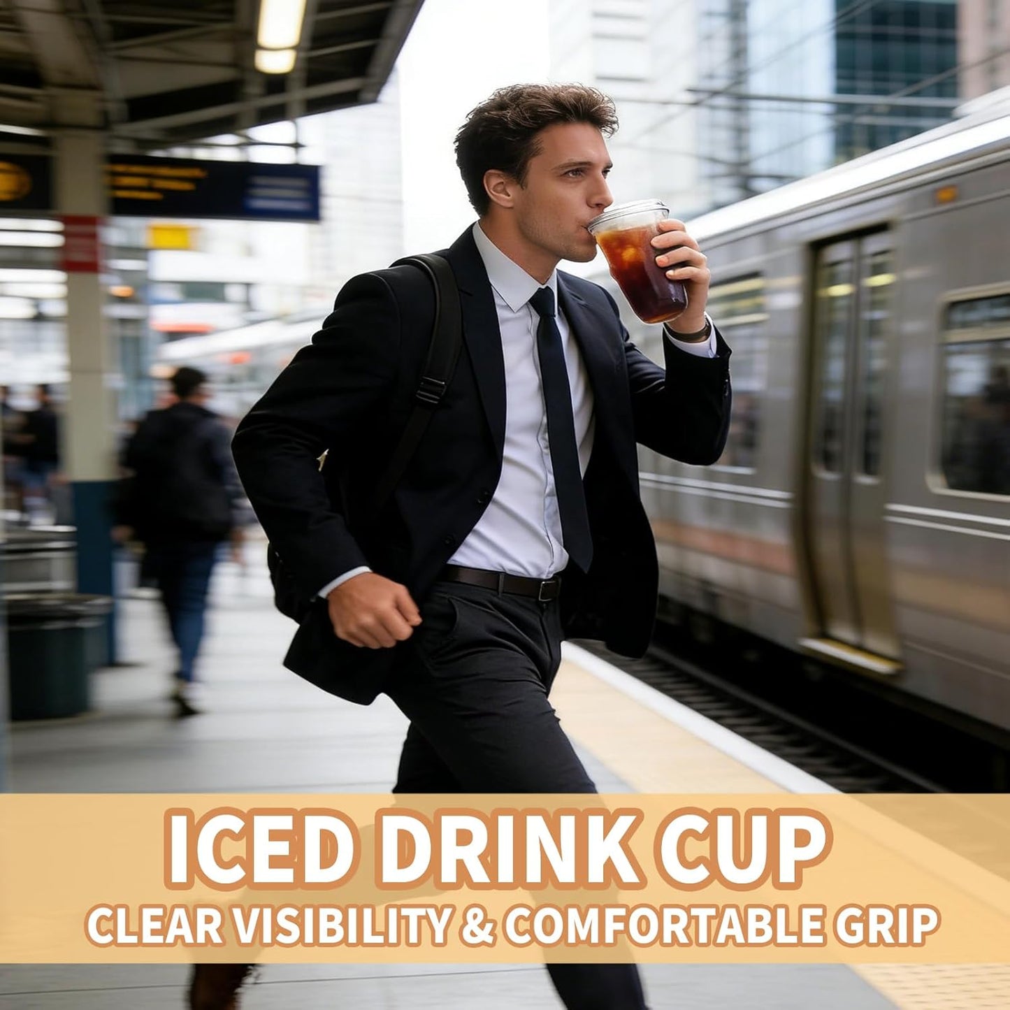 Alaeseje 50 Pack Clear Plastic Cups with Strawless Sip Lids,16 oz Iced Coffee Cups with Lids,Disposable PET Crystal Cups,Round Bottom To Go Cup for Iced Coffee Juice Smoothie Cold Beverage