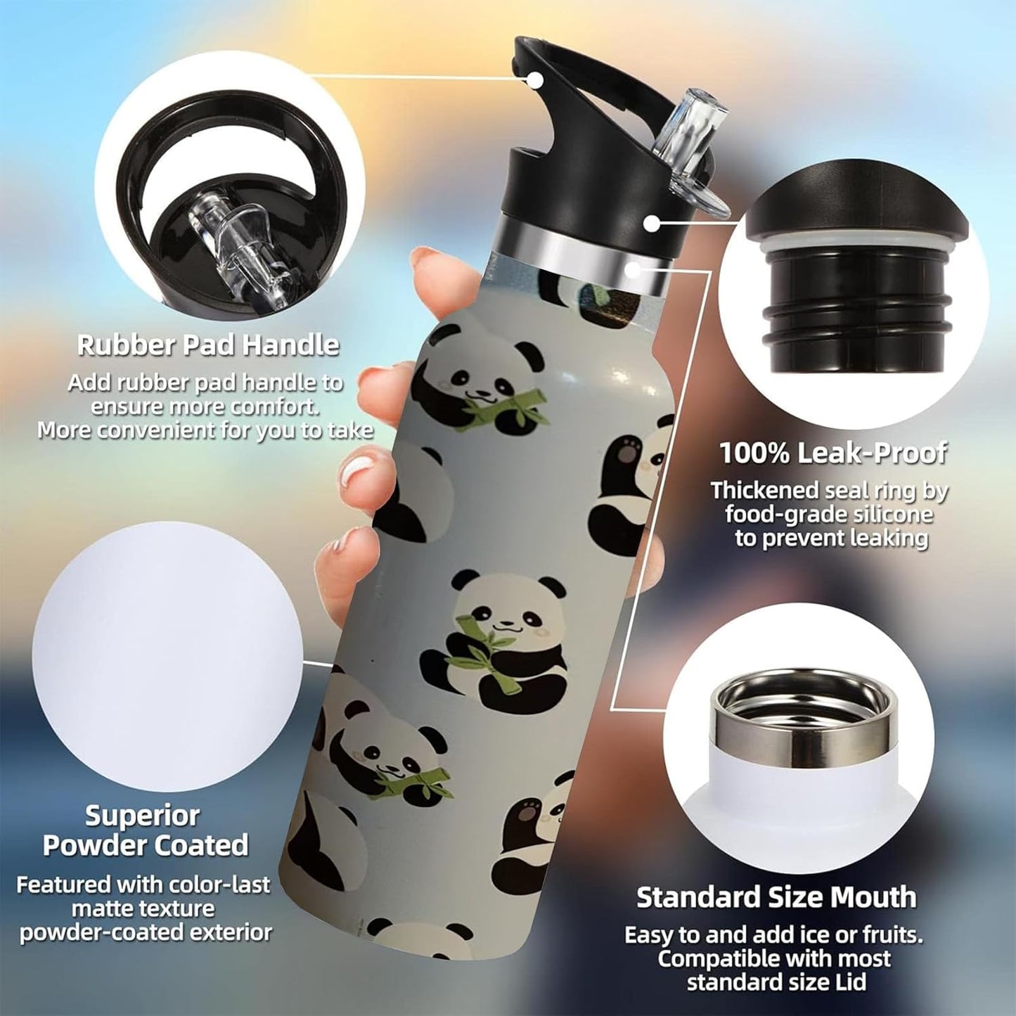 Pickleball Gifts,Pickle Water Bottle with Straw Lid Insulated Stainless Steel Travel Mugs for Sport Gym Outdoor 20oz
