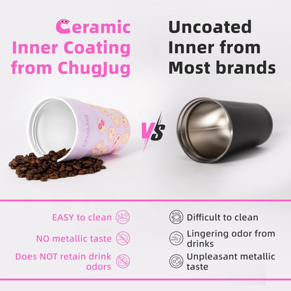 16 oz Travel Coffee Mug with Ceramic Coating, Leak-Proof Vacuum Insulated Coffee Tumbler with Lid, Reusable Double Wall Stainless Steel Travel Cup for Hot& Cold Drinks (Violet Dream)