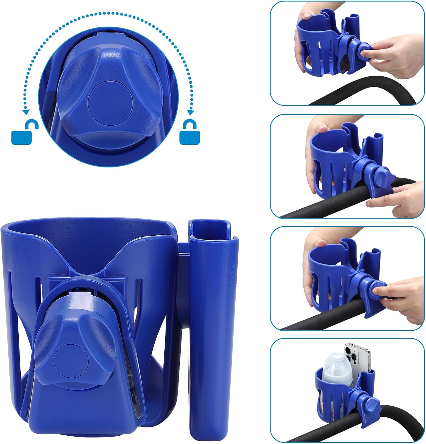 Accmor Stroller Cup Holder, Universal Cup Holder for Walker Wheelchair Bike, 360° Rotatable Stroller Cup Holder Attachment Accessories for Walker, Wheelchair, Scooter
