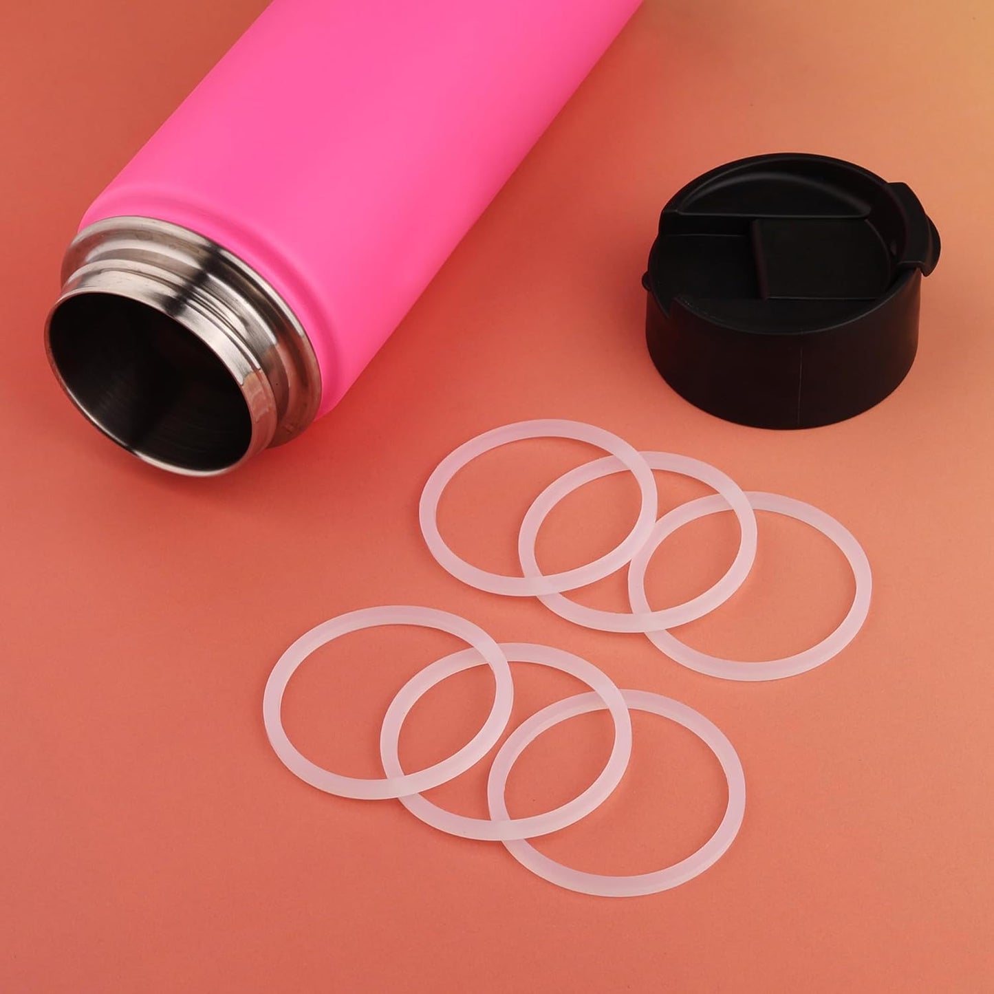 Silicone Ring for Hydro Flask Wide Mouth Flip Sip Coffee Lid, Rubber Seal Gasket for Hydro Flask Coffee Tumbler Chug Cap, Leak Proof O-Ring, Rubber Sealing Insert Parts, White 6pcs