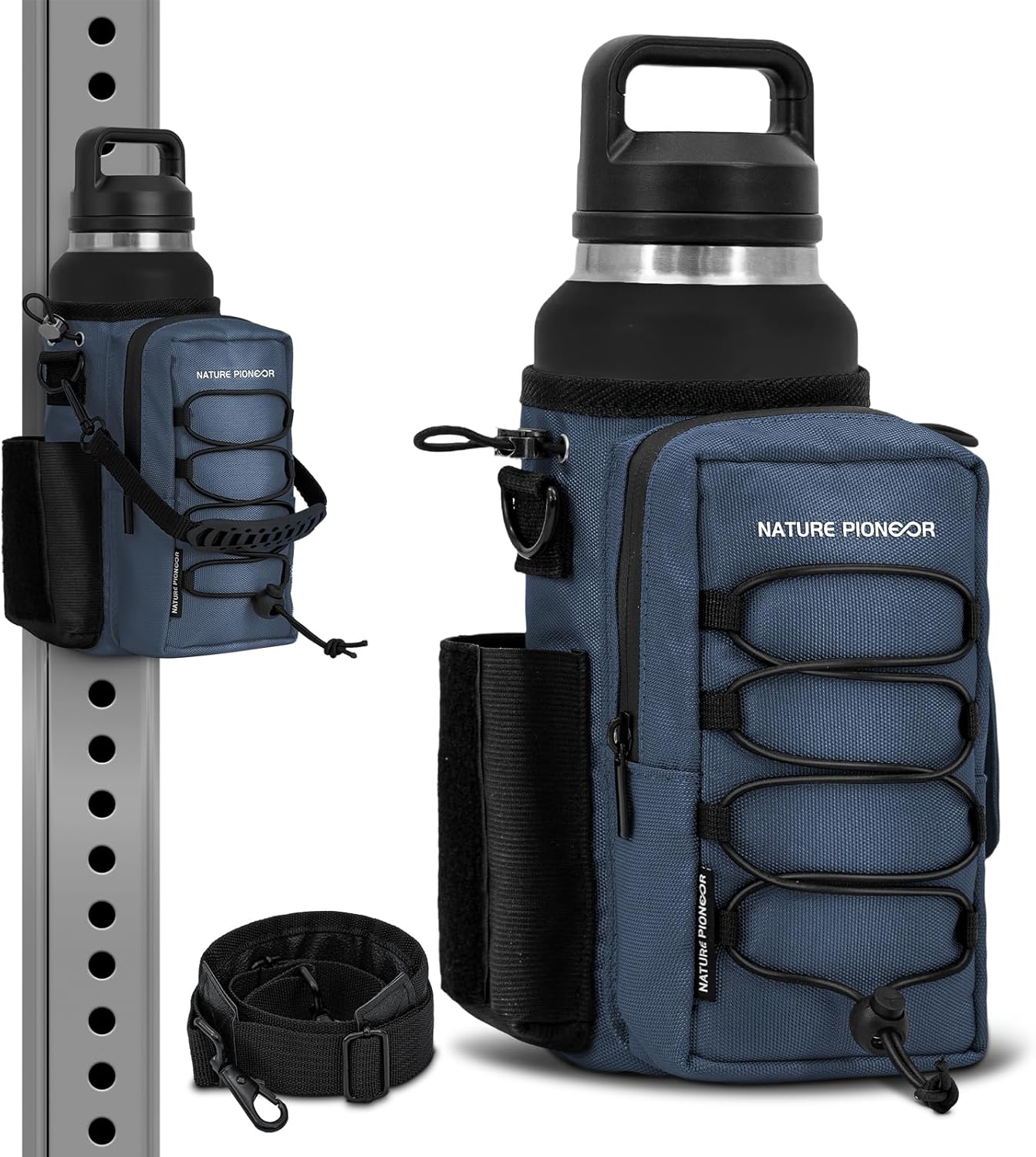 NATURE PIONEOR Magnetic Gym Bag for Men and Women - Magnet Water Bottle Holder Sling Carrier with Crossbody Shoulder Strap,Gym Accessories Pouch,Phone Pockets for Sports,Walking,Travel,Workout