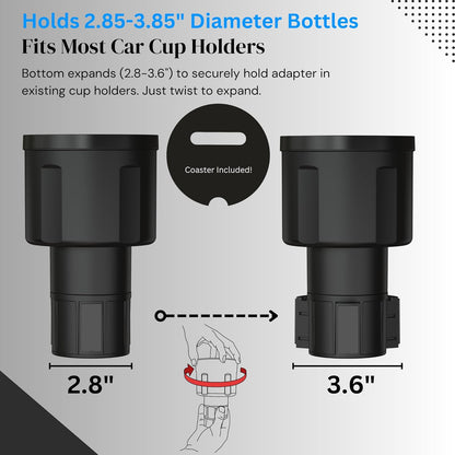 Swigzy Car Cup Holder Expander Adapter for Large Water Bottles - [Patented & Upgraded] - Holds: Hydro-Flask, Yeti, Nalgene, Owala, 32-40oz - Adjustable Expandable Insert Extender - Universal