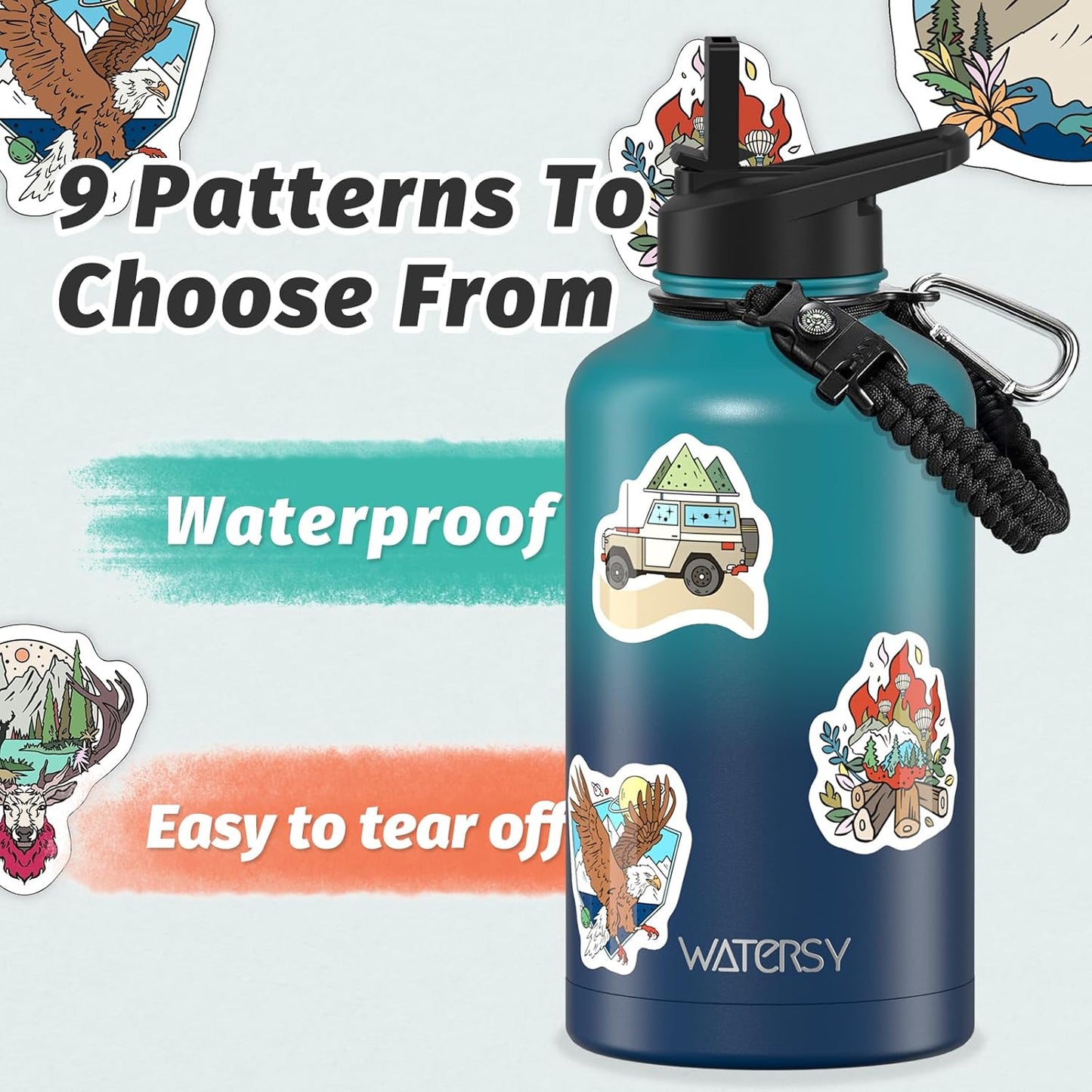 40oz Insulated Water Bottle (Cold for 48 Hrs),BPA Free&Leak Proof,Stainless Steel Water Flask,Water Jug with Straw Spout Lids for Gym,Hiking,Travel,Black Blue