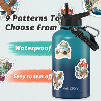 40oz Insulated Water Bottle (Cold for 48 Hrs),BPA Free&Leak Proof,Stainless Steel Water Flask,Water Jug with Straw Spout Lids for Gym,Hiking,Travel,Black Blue