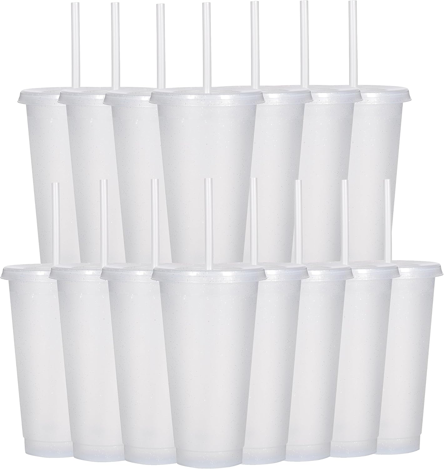 Suertestarry Tumbler with Straw and Lid,Water Bottle Iced Coffee Travel Mug Cup,Reusable Plastic Cups,Perfect for Parties,Birthdays,24oz-5 Pack (Rainbow, 5pack)