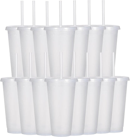 Suertestarry Tumbler with Straw and Lid,Water Bottle Iced Coffee Travel Mug Cup,Reusable Plastic Cups,Perfect for Parties,Birthdays,24oz-5 Pack (Rainbow, 5pack)