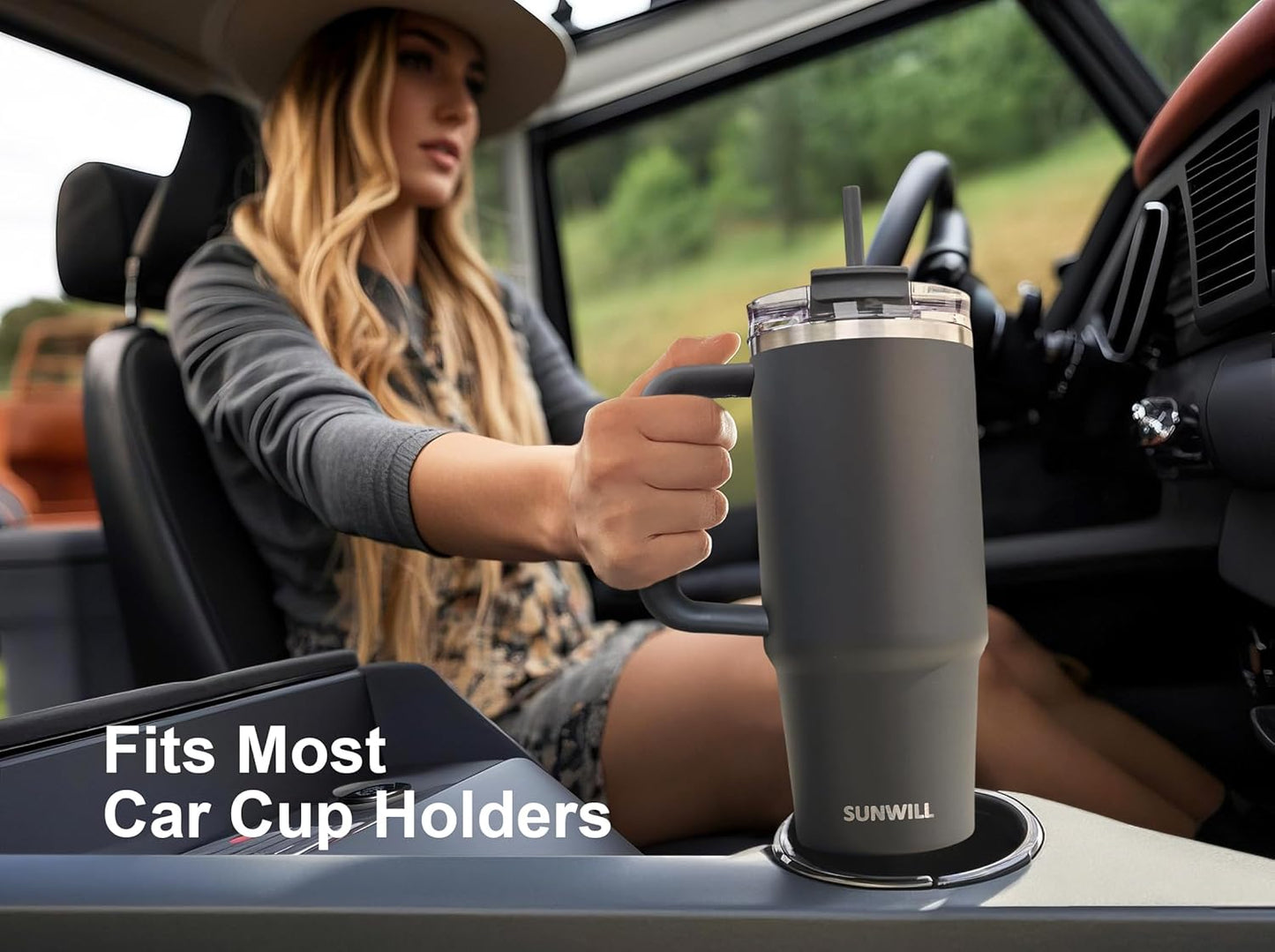 SUNWILL 20 oz Tumbler with Handle and Straw Leak Proof,Travel Coffee Mug with Lid, Stainless Steel Cup Insulated for Office & Gym, Cupholder Friendly, Powder Coated Orchid
