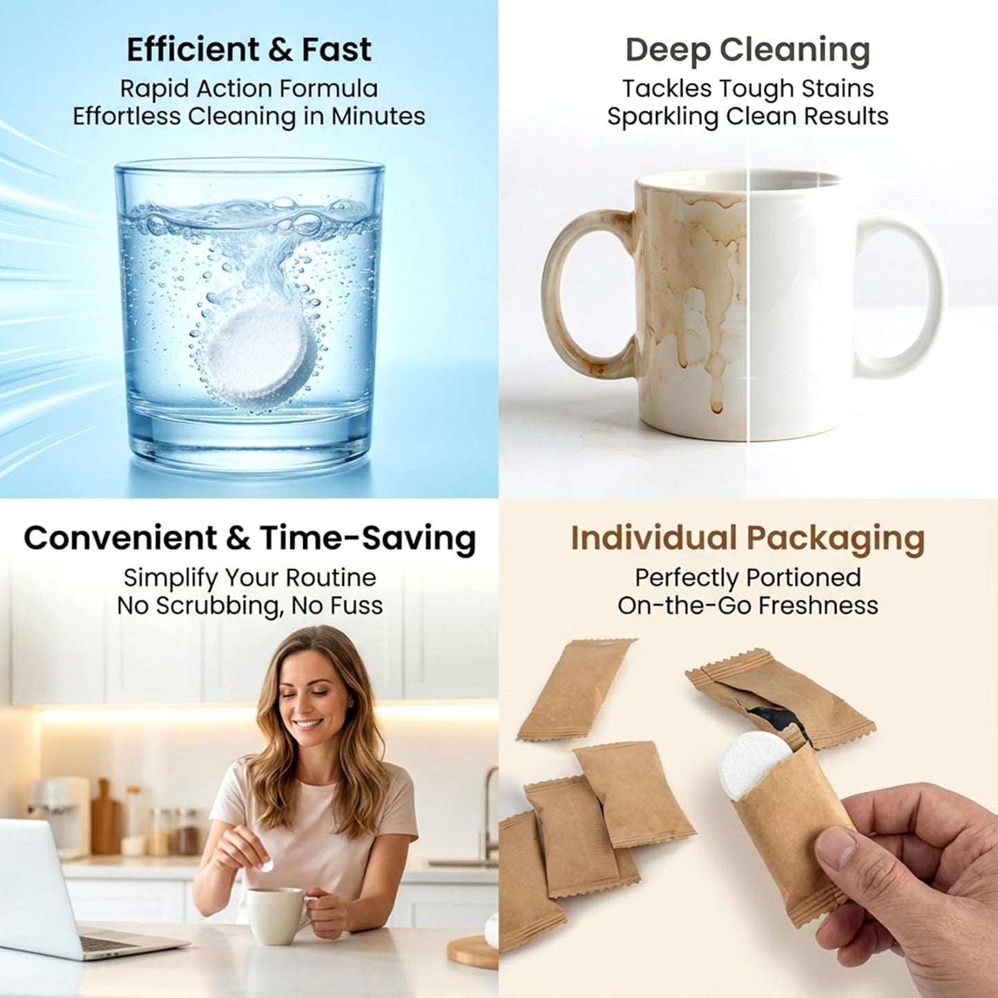 RAINFLOW 40 Pcs Water Bottle Cleaner Tablets - Water Bottle Cleaning Tablets for Stainless Steel, Tumblers, Reusable Bottles, Bottle Cleaner Tablets Remove Coffee & Tea Stains, Odor Buildup