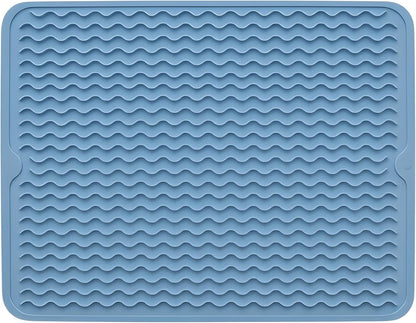 Silicone Drying Mat 16 × 12 – Gray Non-Slip Sink Mat for Kitchen Counter, Heat-Resistant Food-Grade Dish Pad, Easy-Clean Multipurpose Drawer Liner (Gray, 16'' x 12'')