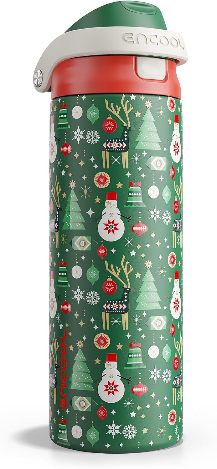 ENCOOL Leakproof Insulated Water Bottle with Straw Dual-Sip Water Bottle Bag-Safe Design for Work, Commute & Gym – Keeps Drinks Cold All Day, 24 oz, Lemonade Pink - Colors B