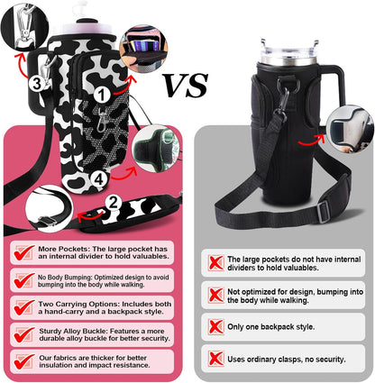 Stanley Carrier Bag for Stanley 40oz/30ozTumbler with Phone with 2 Adjustable Strap,3 Pockets Bottle Stanley Cup Carrier Bag & Case,Accessories for Hiking Travelling