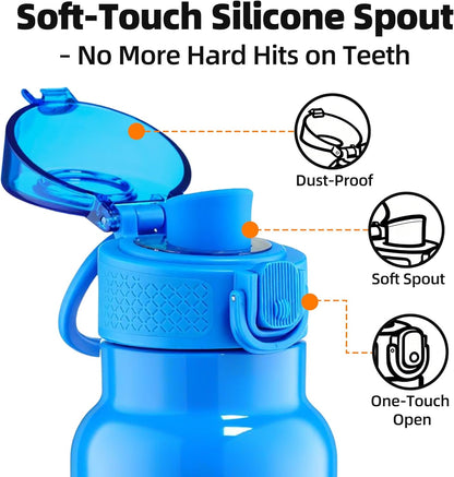 Fanhaw 24 oz Insulated Water Bottle with Soft Silicone Spout Lid, Leakproof Stainless Steel Vacuum Bottle for School, Sports& Daily Use, Kids, Teens& Adults, Back to School Essentials (Pink)
