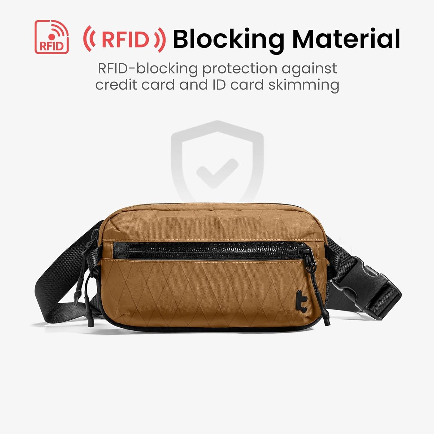 tomtoc 3.5L Sling Bag with RFID Blocking, Crossbody Bag Chest Shoulder Pack for Men and Women, Water-resistant Lightweight Casual Waist Fanny Pack for Travel/Daily Use