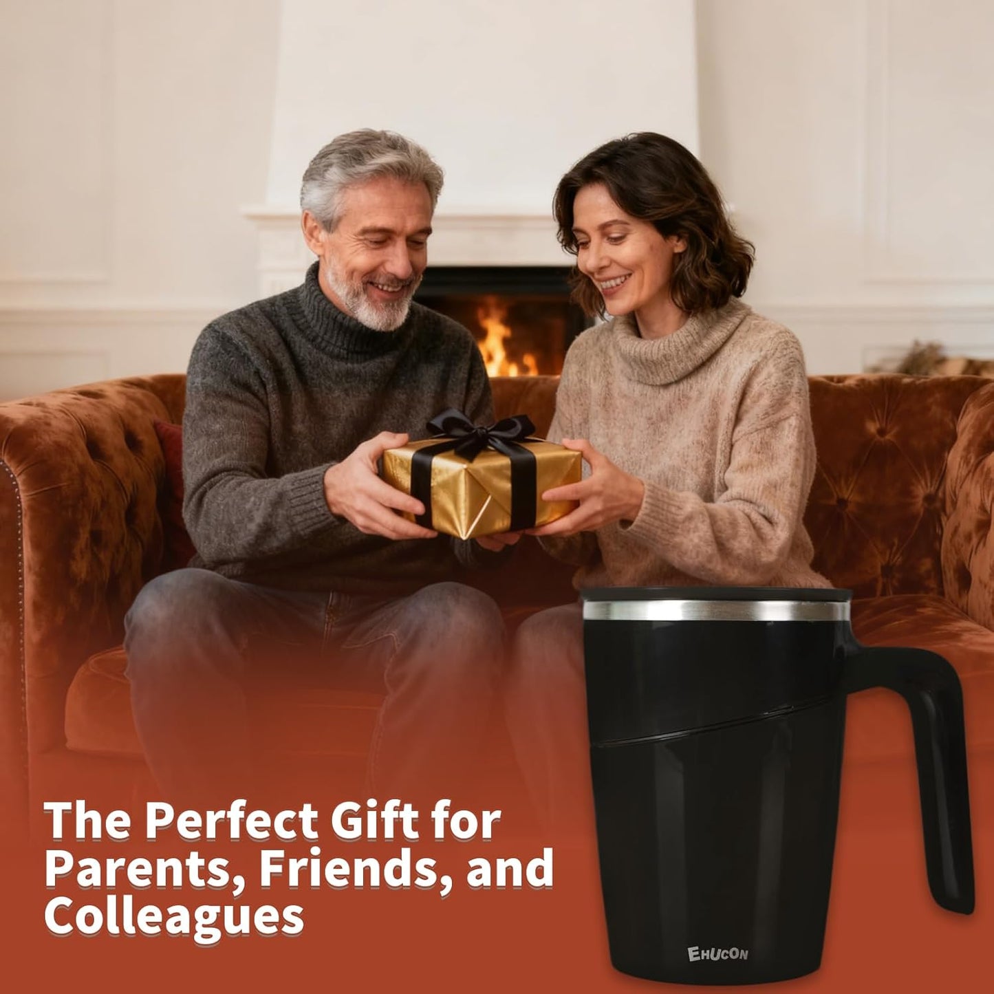 Anti-Impact No-Tip Desk Mug, 470ml / 15.9oz Stainless Steel Vacuum Insulated Mug with Handle, Smart Suction Base, Non-Slip & Knock Proof, Helps Prevent Desk Spills for Coffee, Tea, Kids & Pets (Black)