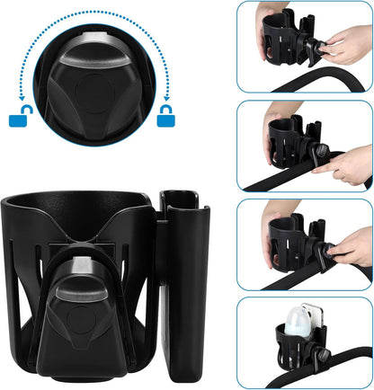 Accmor Stroller Cup Holder, Universal Cup Holder for Walker Wheelchair Bike, 360° Rotatable Stroller Cup Holder Attachment Accessories for Walker, Wheelchair, Scooter