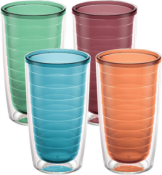 Tervis Clear & Colorful Tabletop Made in USA Double Walled Insulated Tumbler Travel Cup Keeps Drinks Cold & Hot, 16oz Mug, Clear