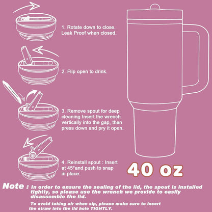 Personalized 40 oz Monogrammed Tumbler with Handle and Flip Straw Lid, 100% Leak Proof stainless steel Insulated Tumbler, Customized Initial Funny Gifts for Women Mom Sisters Coworker, A