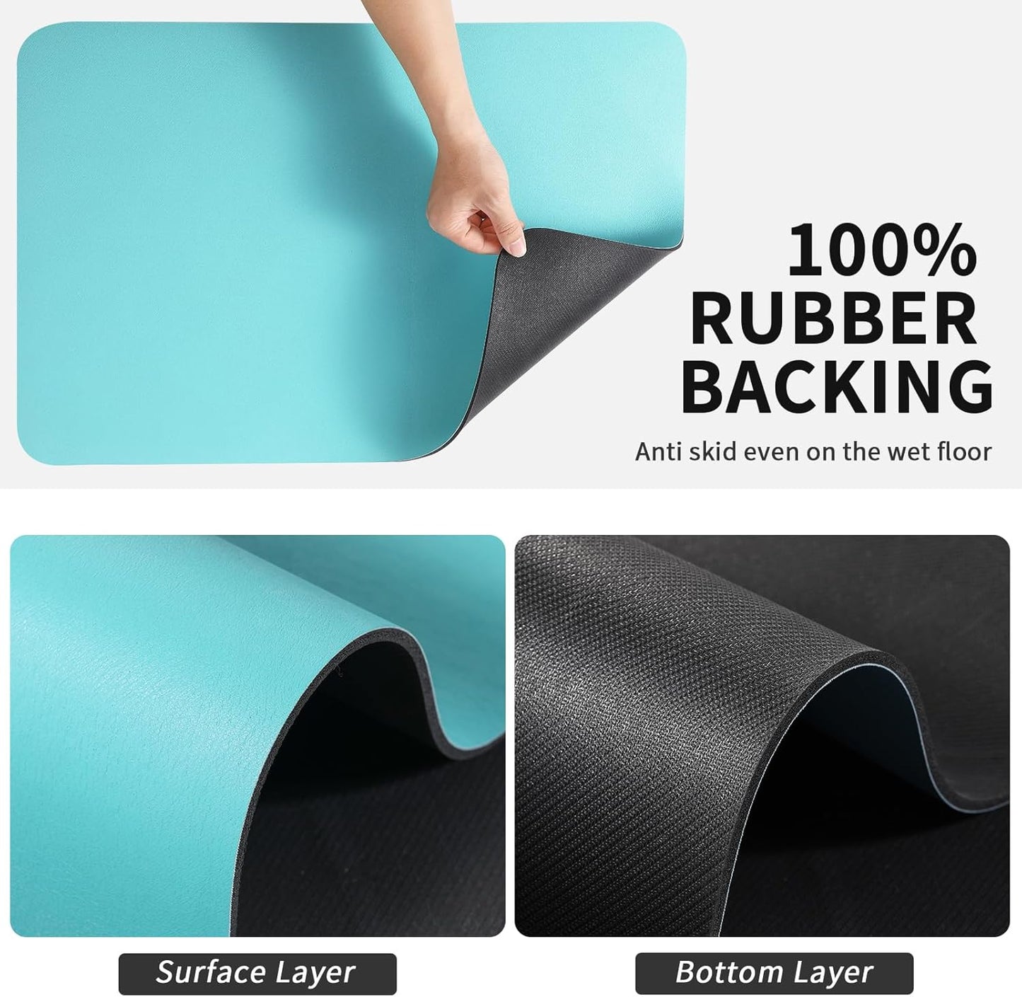 HotLive Dish Drying Mat for Kitchen Counter, Heat Resistant Drainer Mats with Non-slip Rubber Backed, Hide Stain Kitchen Super Absorbent Draining Mat, Easy to Clean Dish Rack Pad, Dark Grey 16"x18"