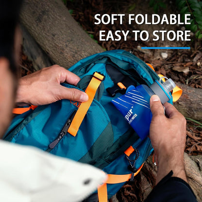 Water Filter Survival - Collapsible Water Bottle with Filter 0.01 Micron Squeeze Filtered Water Bottle 22oz for Hiking Backpacking Camping BPA-Free(White 650ml)