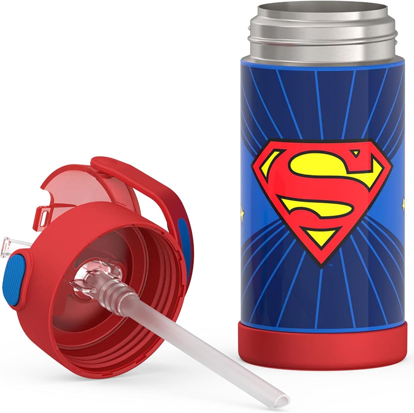 THERMOS FUNTAINER Water Bottle with Straw - 12 Ounce - Kids Stainless Steel Vacuum Insulated Water Bottle with Lid, Bluey - Colors A